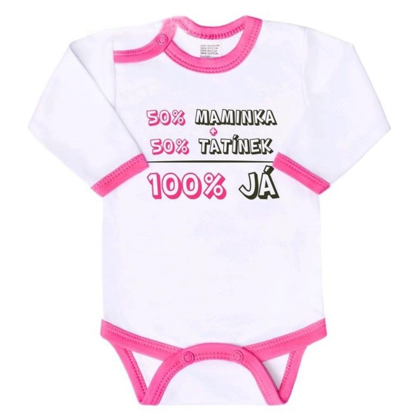 NEW BABY Body s potiskem 50% MAMINKA + 50% TATÍNEK - 100% JÁ