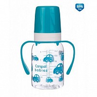 Canpol babies láhev s jednobarevným potiskem a úchyty 120ml bez BPA