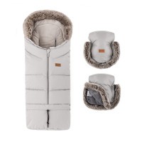PETITE&MARS Set zimní fusak Arctic 4v1 + rukavice na kočárek Furry