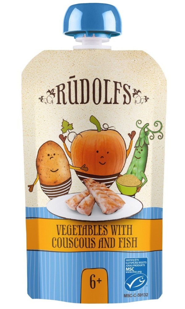 RUDOLFS BIO kapsička Zelenina, kuskus, ryba 110 g