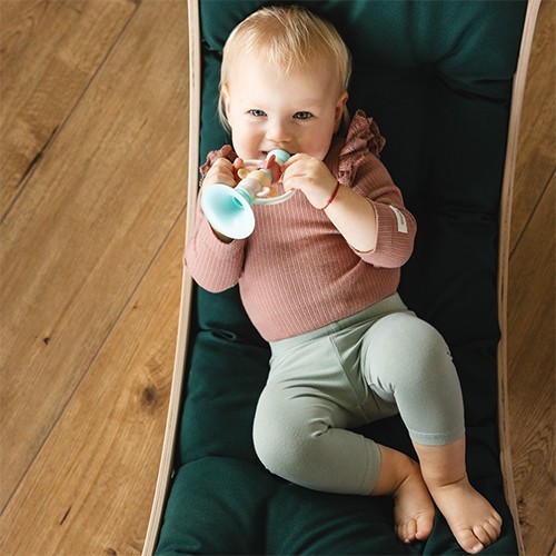 BABYONO Chrastítko s kousátkem Trumpet 0m+