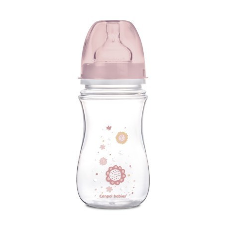 Canpol babies Láhev se širokým hrdlem NEWBORN BABY 240ml růžová