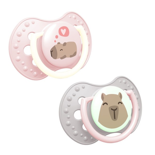 LOVI Dudlík svítící silikonový dynamický CAPICHILL 6-18m 2ks - holka