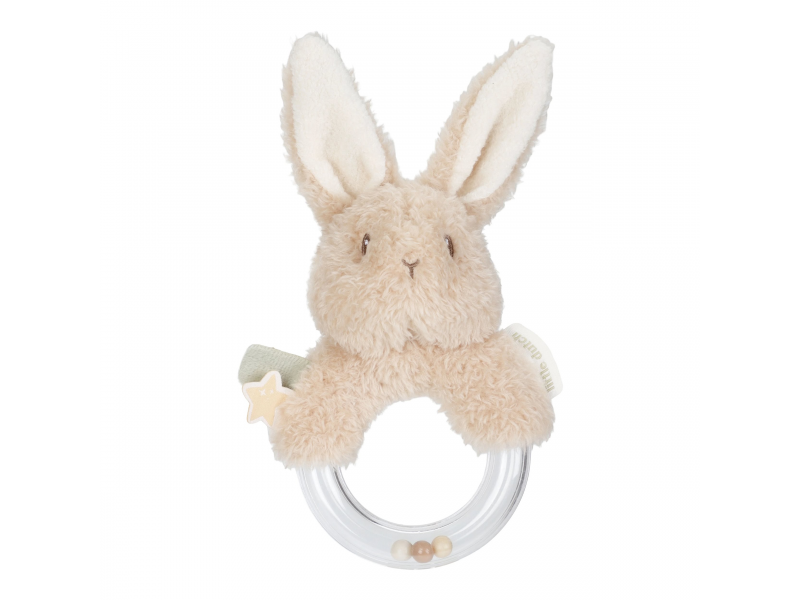 LITTLE DUTCH Chrastítko s korálky králíček Newborn Naturals - Chrastítko s korálky králíček Newborn Naturals