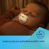 CANPOL BABIES Dudlík svítící silikonový symetrický LOVE MUM&DAD 0-6m 2ks