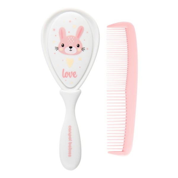 CANPOL BABIES Hřeben a kartáč CUTE ANIMALS - růžový