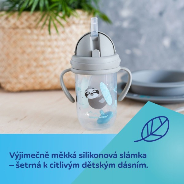 CANPOL BABIES Nevylévací hrneček se slámkou a závažím EXOTIC ANIMALS 270ml