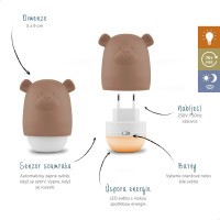 ZAZU Medvídek BENNY - noční světlo se senzorem soumraku