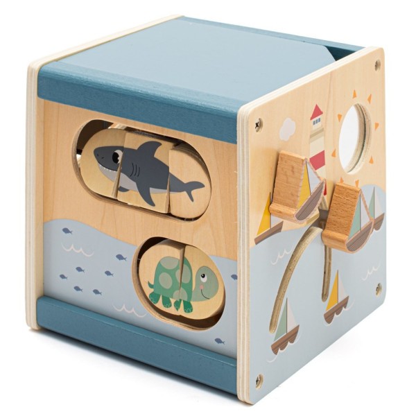 BABY MIX Dřevěná multifunknčí kostka Ocean Montessori