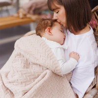 BABYONO Deka z merino vlny 75 x 100 cm dark beige 0m+