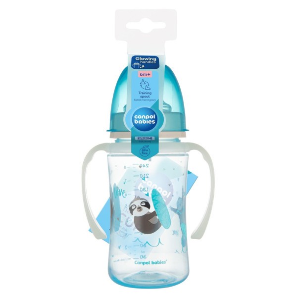 CANPOL BABIES Tréninkový hrneček se svítícími úchyty EXOTIC ANIMALS 240ml