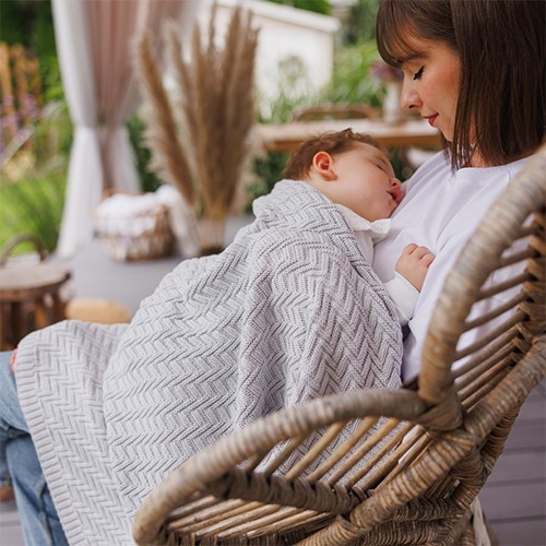 BABYONO Deka z organické bavlny pletená 75 x 100 cm 0m+
