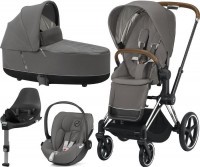 Kočárek CYBEX Set Priam Chrome Brown Seat Pack 2021, Lux Carry Cot včetně Cloud Z i-Size a base Z Kočárek CYBEX Set Priam Chrome Brown Seat Pack 2021, Lux Carry Cot včetně Cloud Z i-Size a base Z