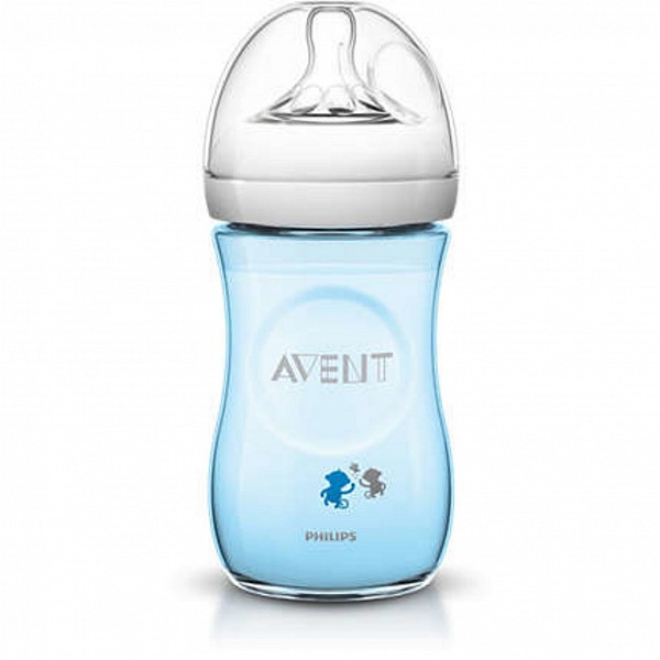 Láhev Avent Natural 260 ml modrá, opice, 1 ks