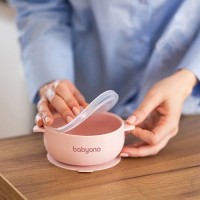 BABYONO Miska silikonová s přísavkou a víčkem 6m+