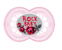 MAM Dudlík ortodontický Rock'n'Roll 6m+, silikon růžový, Rock baby