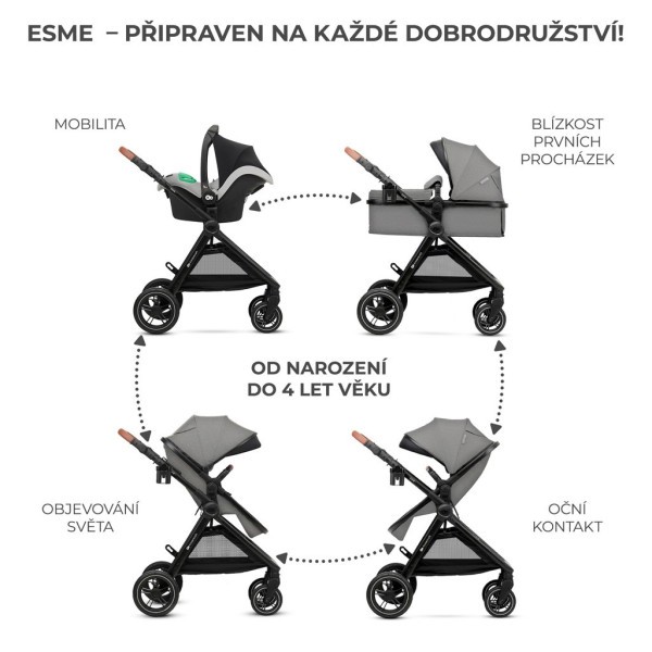 KINDERKRAFT Kočárek kombinovaný 3v1 Esme