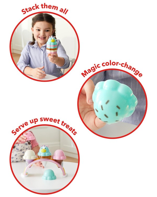 SKIP HOP ZOO Zmrzlinová souprava stohovací s měnícími se barvami Sweet Scoops 2r +