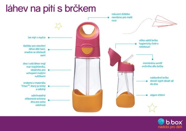 B.BOX Lahev na pití s brčkem 450 ml
