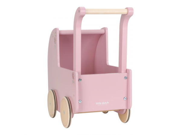 LITTLE DUTCH Kočárek pro panenky dřevěný s peřinkou Pink