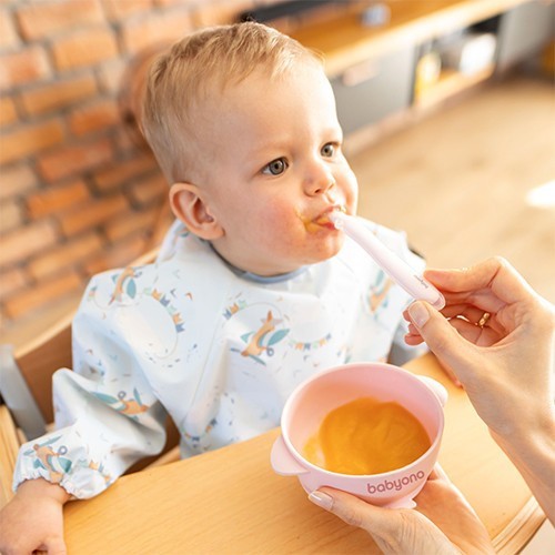 BABYONO Miska silikonová s přísavkou a víčkem 6m+
