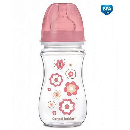 Canpol babies Láhev se širokým hrdlem NEWBORN BABY 240ml růžová