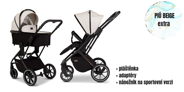 MOON PIÚ EXTRA black matt Kombinovaný kočárek