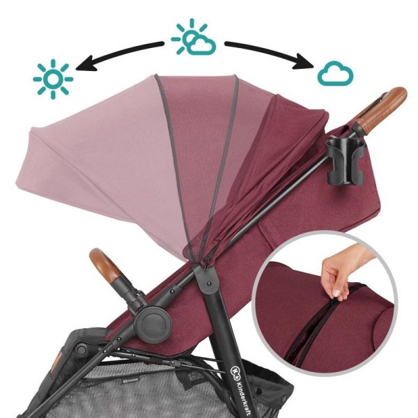 Kočárek sportovní Grande burgundy Kinderkraft + Dětské odrážedlo 2WAY Next