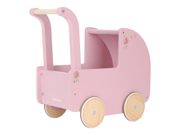 LITTLE DUTCH Kočárek pro panenky dřevěný s peřinkou Pink
