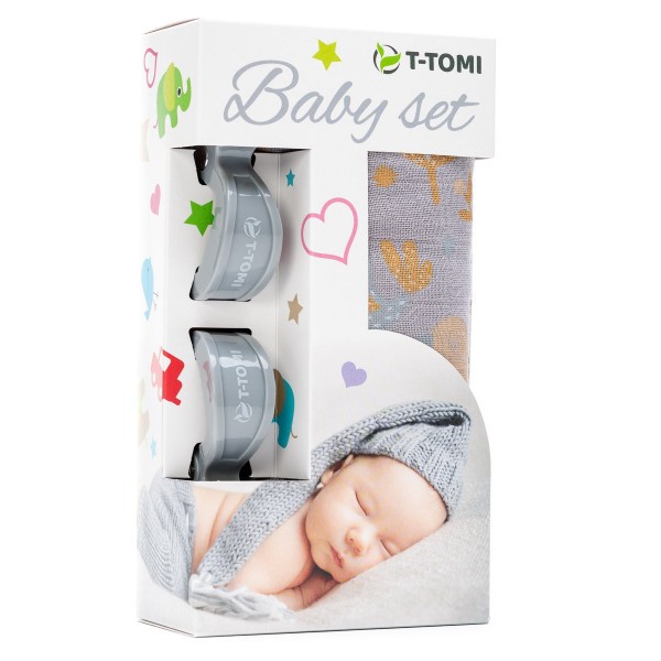 T-TOMI BABY SET bambusová osuška  + kočárkový kolíček