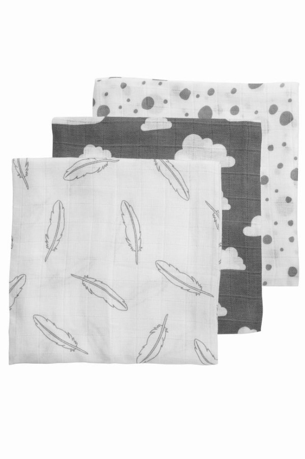 Feathers-clouds-dots grey/white