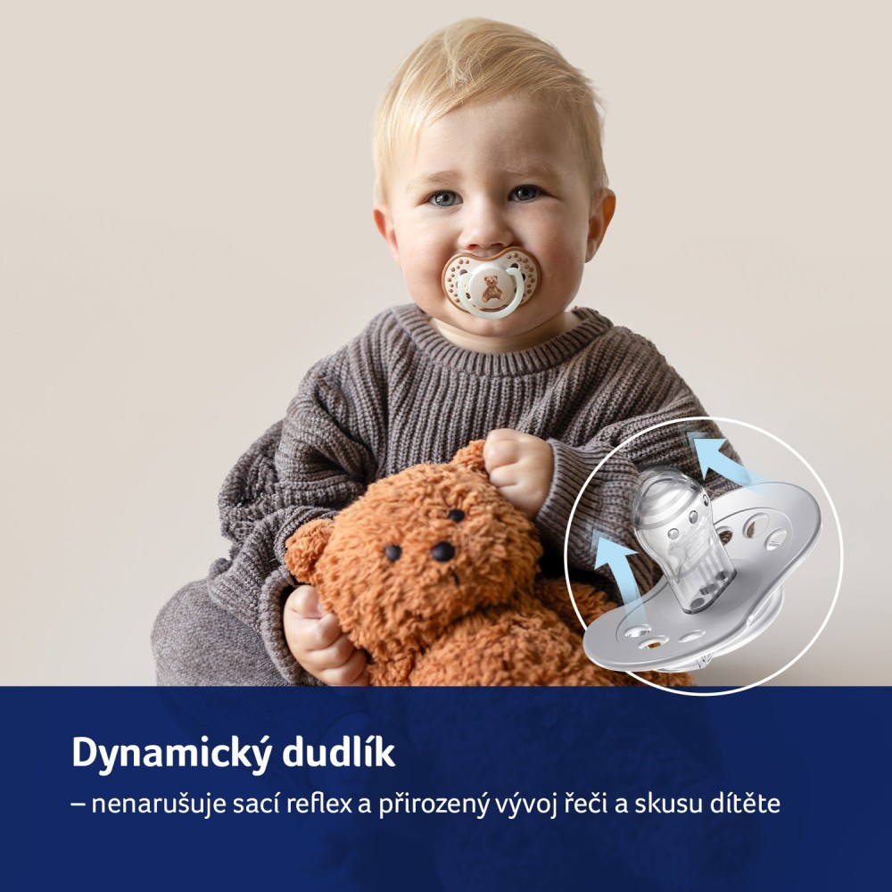 LOVI Dudlík svítící silikonový dynamický TEDDY LOVE  0-6m 2ks
