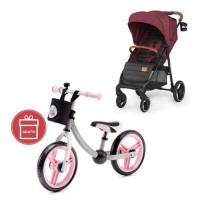 Kočárek sportovní Grande burgundy Kinderkraft + Dětské odrážedlo 2WAY Next