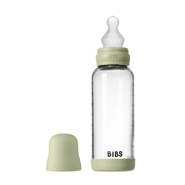 BIBS antikoliková skleněná lahev se silikonovým dudlíkem 240ml
