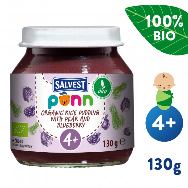 Salvest Põnn BIO Hruškovo-borůvkové pyré s jáhly (130 g)