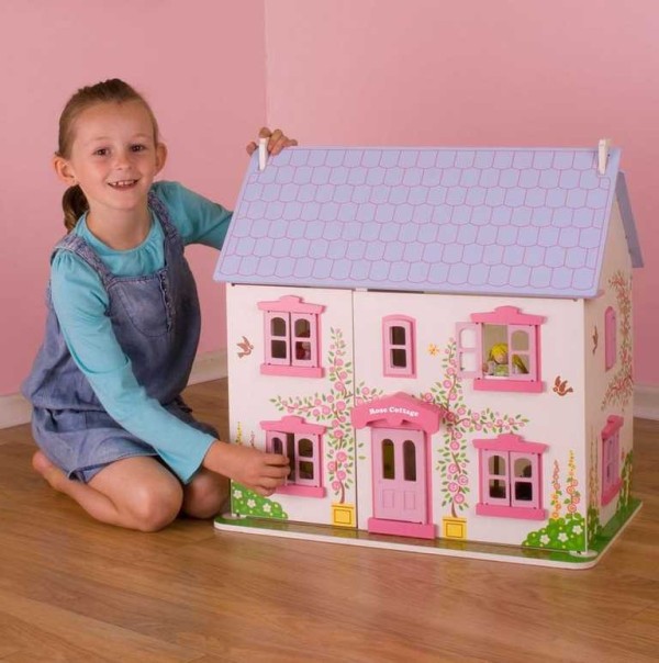 Bigjigs Toys Růžový domek pro panenky