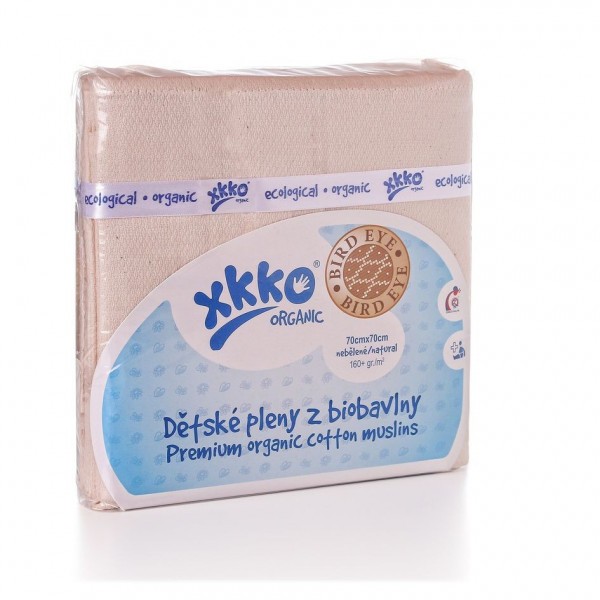 KIKKO Dětské pleny z biobavlny Organic Bird Eye Natural (5ks)