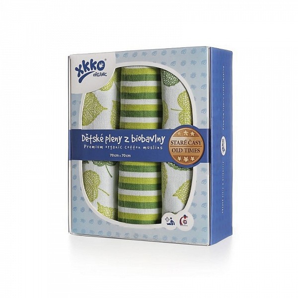 Dětské pleny z biobavlny XKKO Organic 70x70 Staré časy barevné