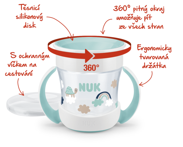 NUK Dětský hrníček Mini Magic 360° s víčkem