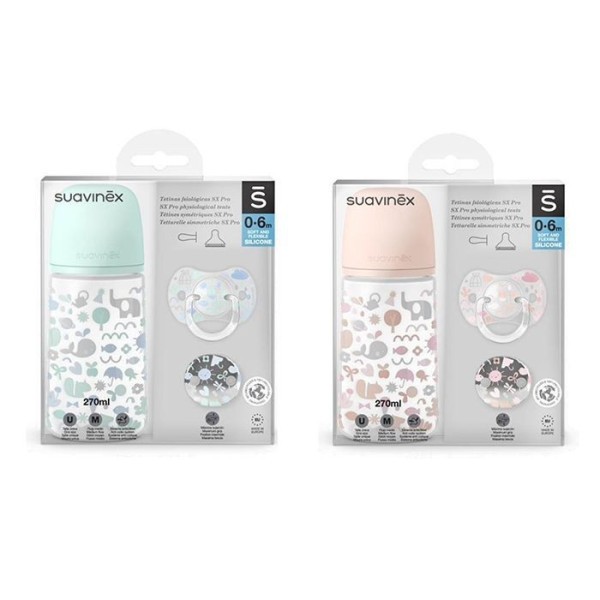 SUAVINEX | SADA LÁHEV 270ml + dudlík fyziologický 0/6m + klip MEMORIES