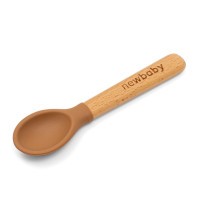 NEW BABY Silikonová lžička s dřevěnou rukojetí