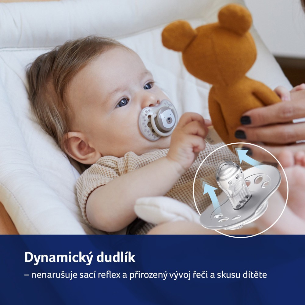 LOVI Dudlík svítící silikonový dynamický BUDDY BEAR 0-6m 2ks