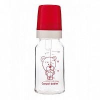 Canpol babies láhev skleněná s jednobarevným potiskem 120ml Teddy Friend