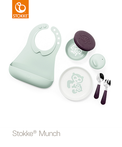 Stokke™ Munch Everyday Soft Mint jídelní set s bryndákem