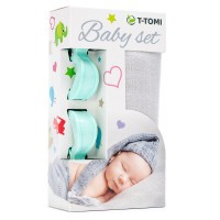 T-TOMI BABY SET bambusová osuška  + kočárkový kolíček