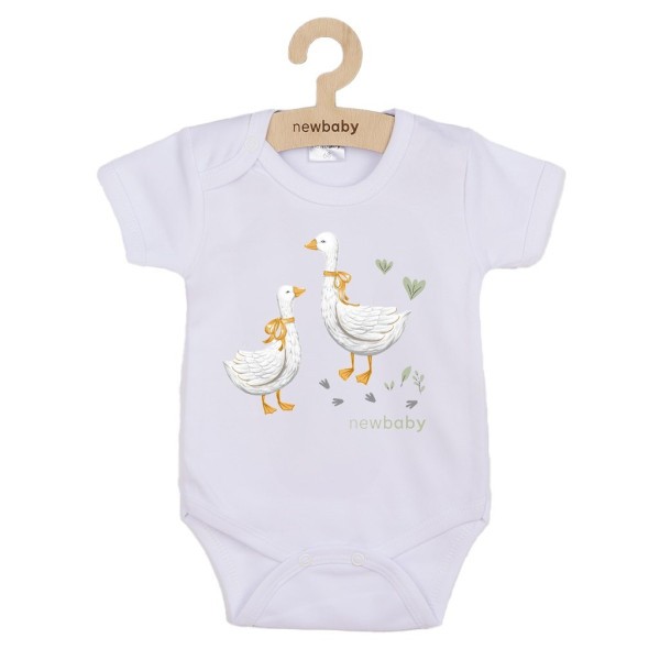 NEW BABY Dětské body s potiskem Husičky - krátký rukáv