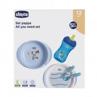 Jídelní set - talíře, příbory, hrnek, 12m+