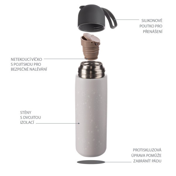 ZOPA Termoska na tekutiny se silikonovým držákem 400 ml