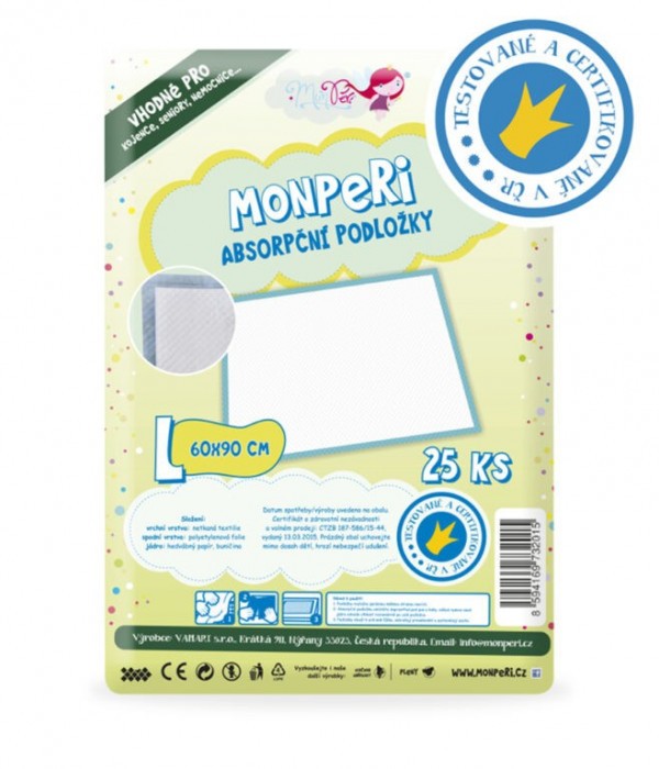 MonPeri Přebalovací absorpční podložky L 90 × 60 cm